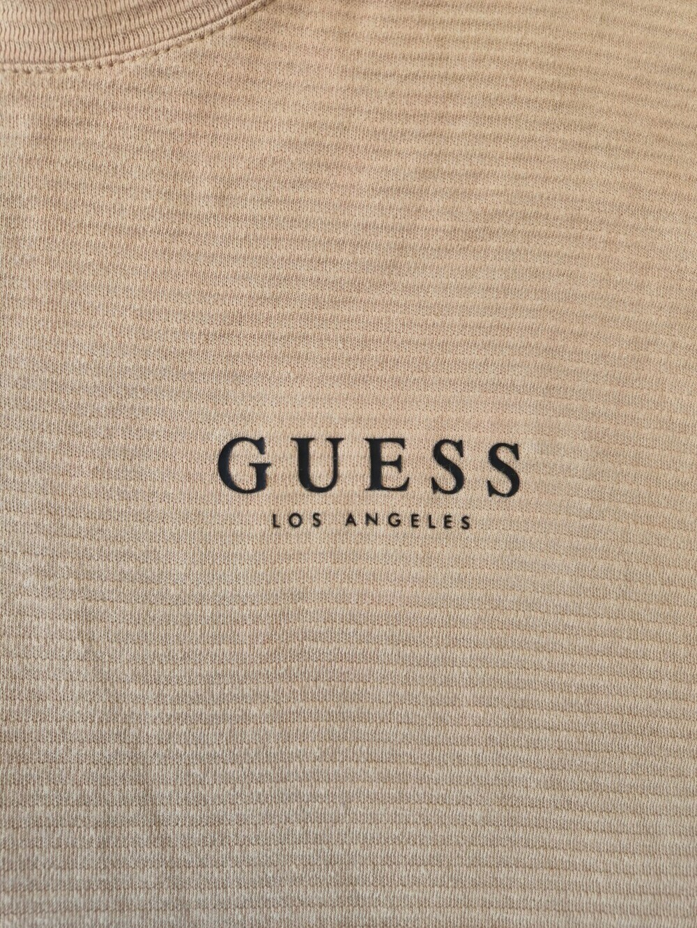 GUESS Los Angeles Men's Ribbed Beige T-Shirt Size Large - Picture 3 of 7